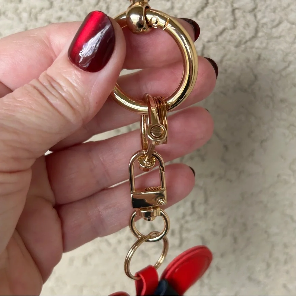 Adorable Red & Black Minnie Leather Keychain/Bag Charm